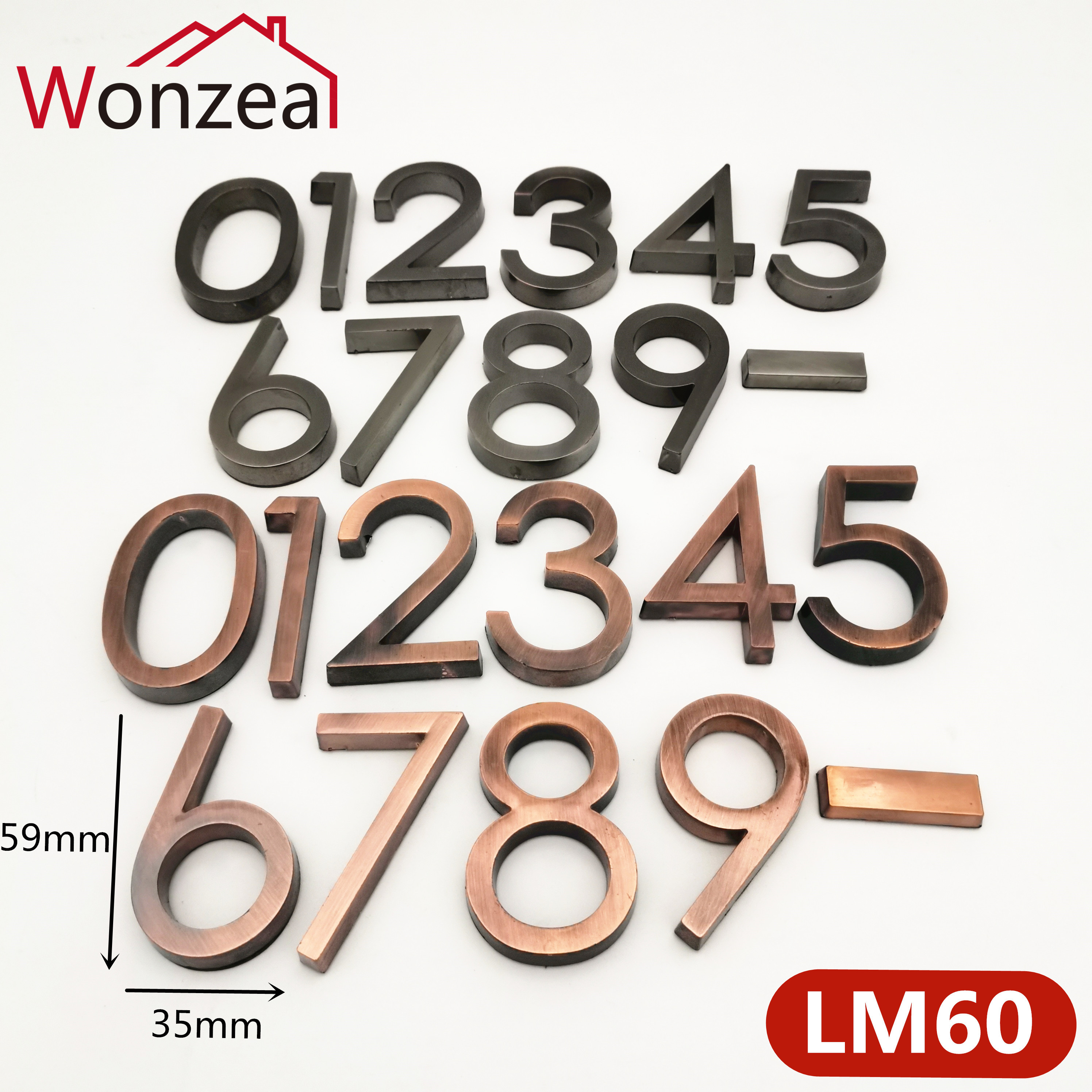 012345678-9 Modern Plaque Door Number House Letter Hotel Door Address Digits Sticker Plate Sign ABS plastic