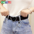 CARTELO Genuine leather ladies high quality alloy love pin buckle fashion retro belt dress jeans decorative ladies cute belts