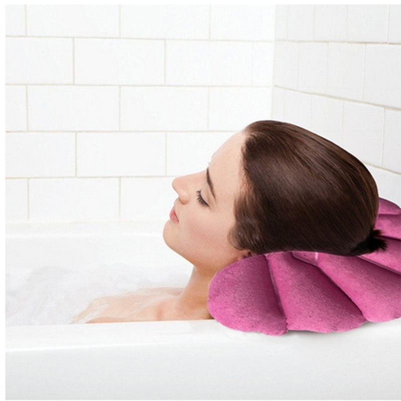 Soft Bathroom Pillow Home Comfortable Spa Inflatable Cups Shell Shaped Neck Bathtub Cushion Bathroom Accessories