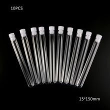 10Pcs Plastic Test Tubes Lab Test Tool With Screw Cap Transparent 15 * 150mm Test Tube