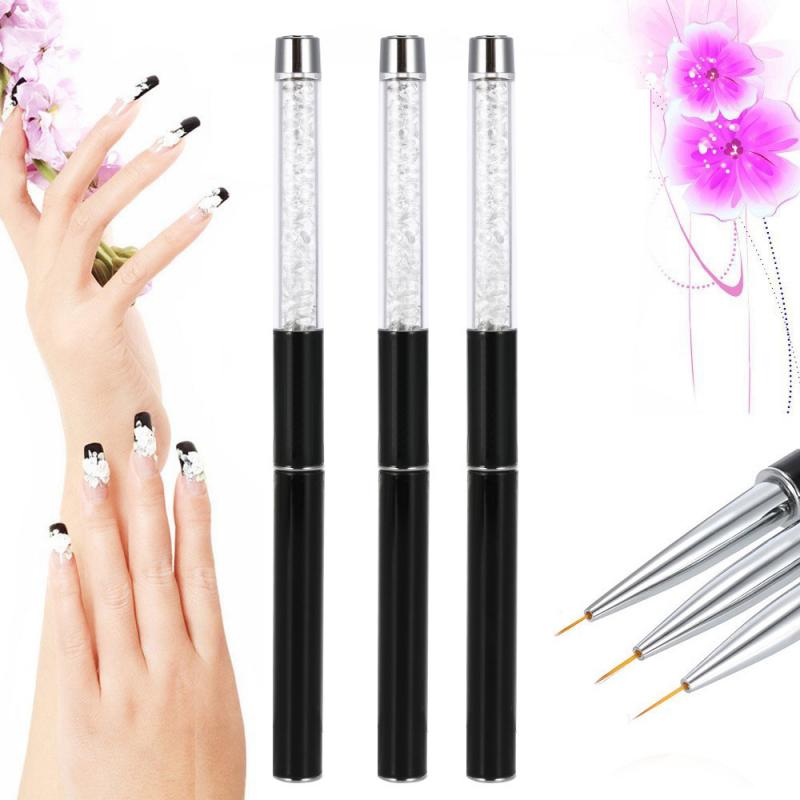 3/1pcs Nail Brushes Painting Liner Gel Polish Nail Extension Manicure Rhinestone Acrylic Wood Handle Stripe Lines Nails Art Pen