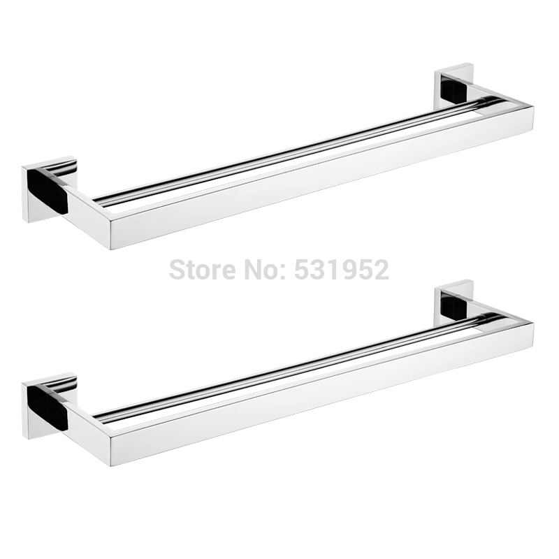 23-Inch Double Towel Bar Holder Bathroom Kitchen Wall Mounted Shelf Towel Rack Restroom Towel Rack Bathroom Accessories Polished