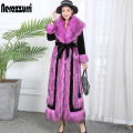 Nerazzurri Extra long winter faux fur coat 2019 runway womens fashion plus size streetwear fluffy thicken warm fake fur coats