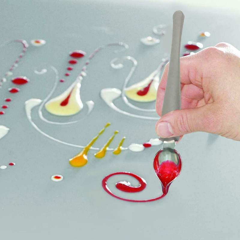 Stainless Steel Cooking Pencil Sauce Painting Spoon Cuisine Restaurant Western Food Baking Dessert Decoration Kitchen Tool