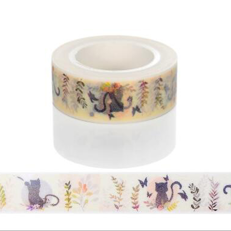10m*15mm Creative Cat And Butterfly Washi Tape Adhesive Tape School Office Supplies DIY Scrapbooking Decorative Sticker Tape