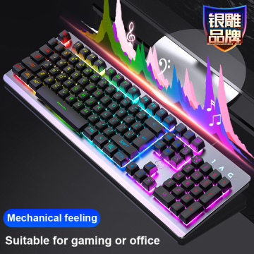 104 Keys Gaming Keyboard Mouse Rainbow LED Backlit Mechanical Feeling Keyboards Pro Gaming Keyboard Mouse Combo Russian sticker