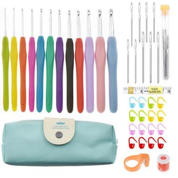 57 in 1 Full Set DIY 16 sizes Crochet Hooks Needles Stitches Knitting Craft Case Crochet agulha set Weaving Tools Sewing Tools