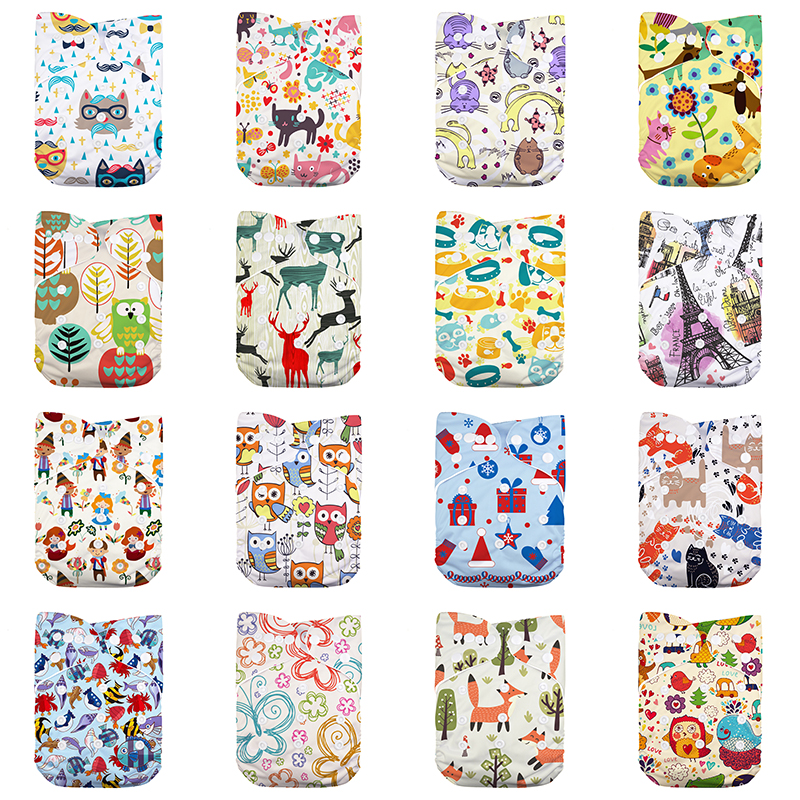 Adjustable Baby Cloth Diaper Soft Reusable Nappies Baby Care Digital Print Diaper Pocket Nappy Fit 0-3 Years Baby Diaper
