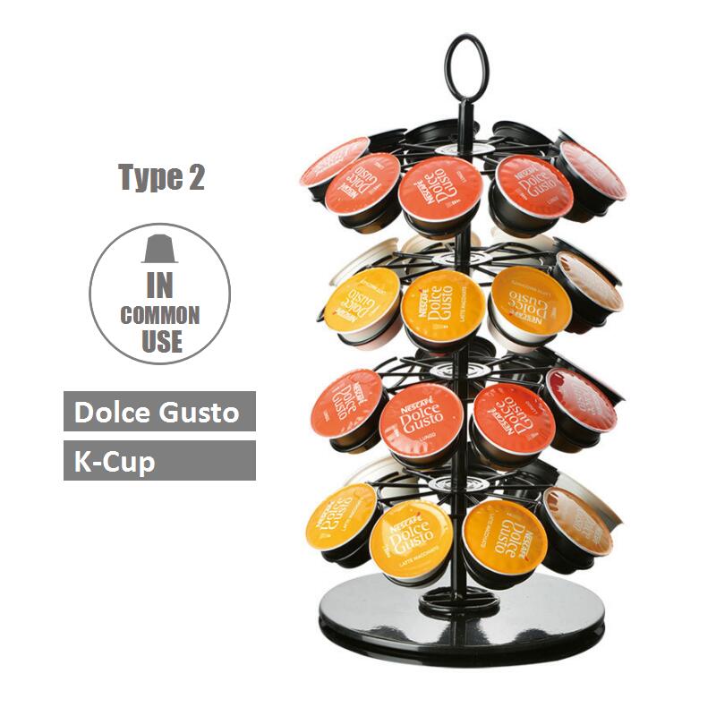 Dolce Gusto Nespresso K-cup Coffee Capsule Holder Stand Rotary Coffee Pod Tower Rack Rotatable Coffee Pods Storage Shelves