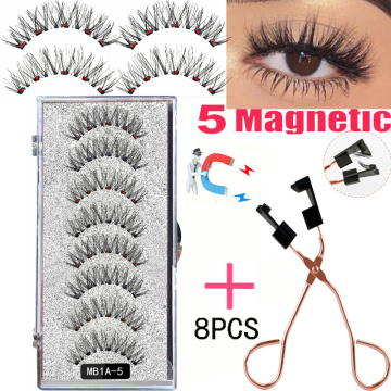 LEKOFO 4 Pairs Magnetic Eyelashes 6D With 8PCS magnet magnetic lashes Natural curl faux cils magnetique mink eye lashes tweezers