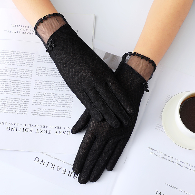 Women Lace Sunscreen Gloves Summer Lady Elegant Stretch Touch Screen Glove Breathable Anti Uv Slip Resistant Driving Gloves