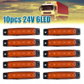 10pcs Yellow 6SMD LED Side Marker Indicators Lights Lamp Side Sign Taillight For Bus Truck Trailer Wagon ABS 24V 100*20*8mm
