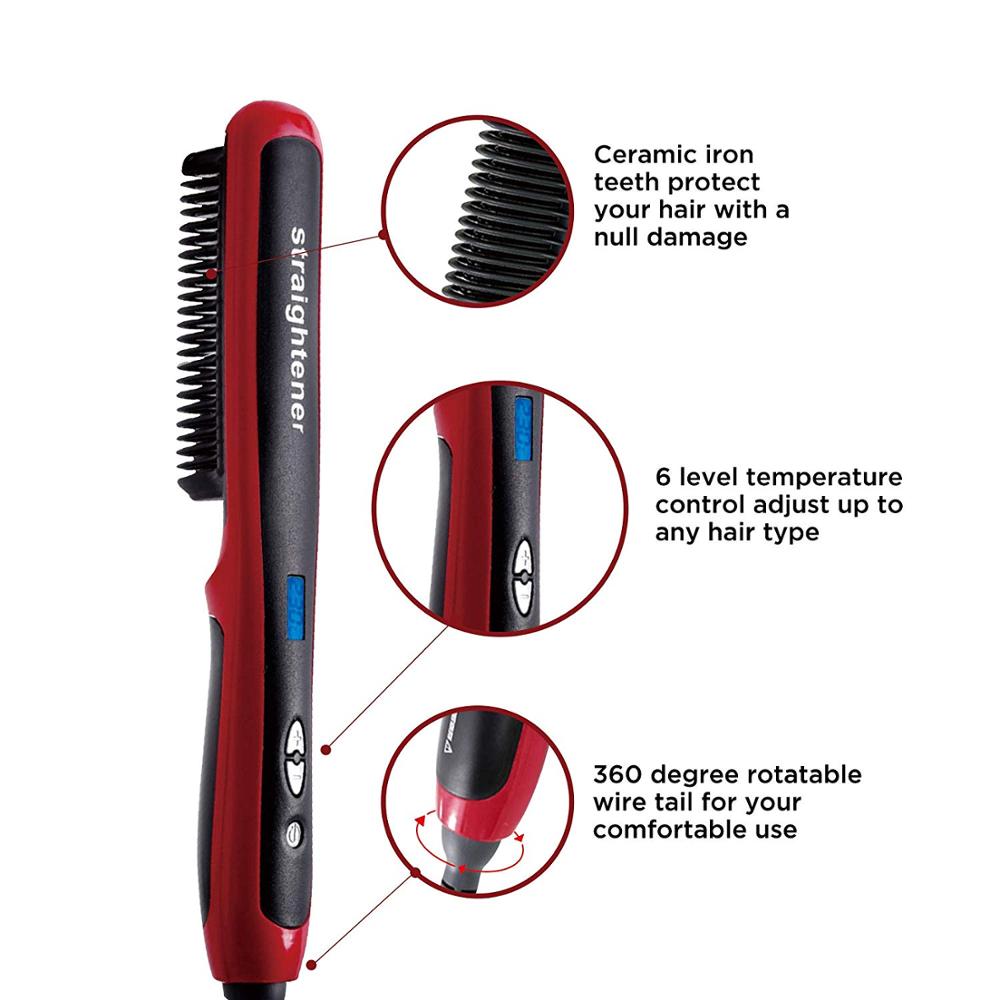 Multifunctional Men Hair Straightener Comb Irons Quick Heating Electric Straight Hair Brush Styling Beard Straightening Brush