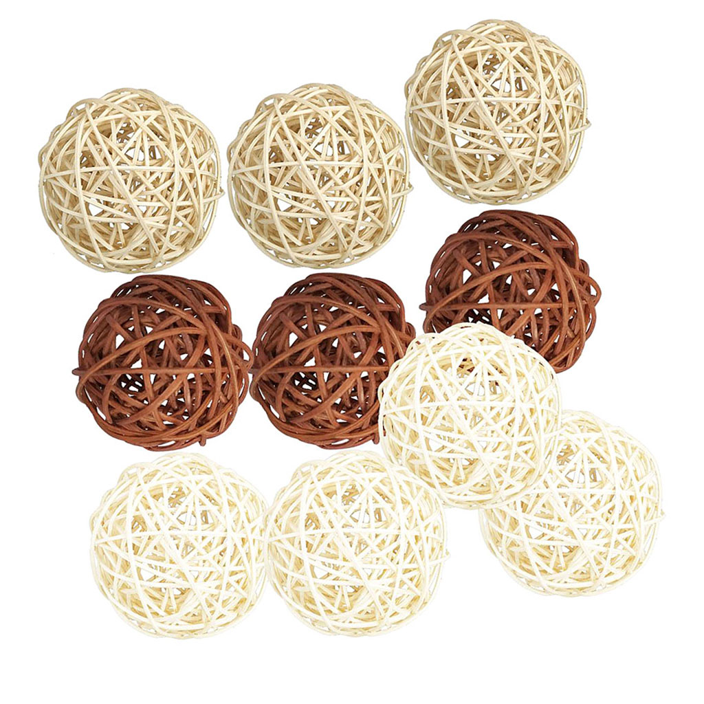 10PCS Wicker Rattan Balls Natural Spheres DIY Craft Wedding Decoration House Ornaments Vase Filler Xmas Home Ornament
