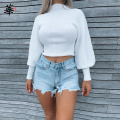 Turtleneck Woman Sweaters Fall Long Sleeve Knitted Sweaters for Women Winter Clothes Women's Crop Top Jumper Cropped Sweater