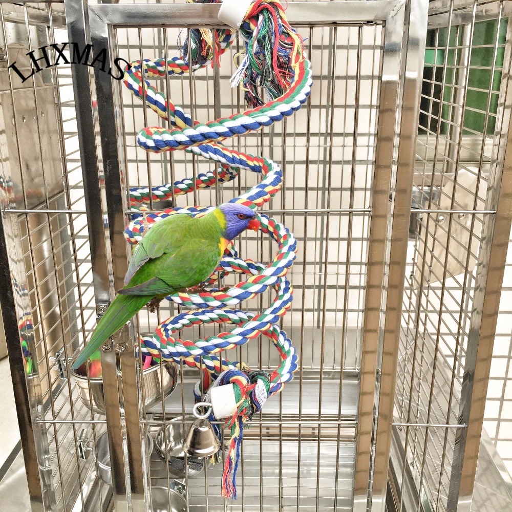 Large Parrot Toys For Macaw African Grey Big Parrot Toys Rope Bird Supplies Pet Bird Spiral Climbing Standing Perch T048