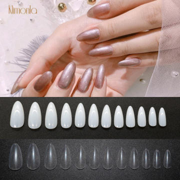 500Pcs/Bag False Nails Acrylic Oval Artificial Fake Nail Transparent/Natural Guide Capsule Stiletto Full Cover Display Tips