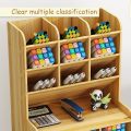 7 Tier Wooden Desktop Pen Holder Office School Stationery Storage Box DIY Pen Organizer Desk Study Supplies Rack Office Supplies