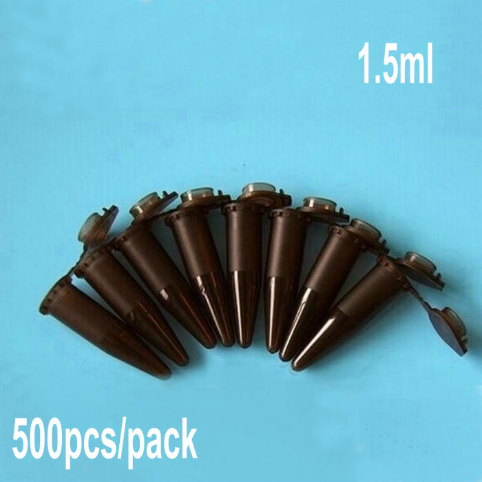 500pcs/pack 1.5ml plastic brown lucifugal centrifuge tube Micro Laboratory Test Tubing Vial lab sample container with cap