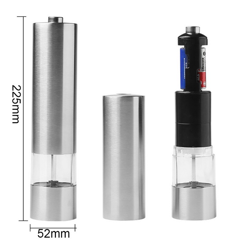 Stainless Steel Electric Operated Salt Pepper Herb Spice Grinder Mill Cooking BBQ Seasoning Mills Kitchen Tools Adjustable