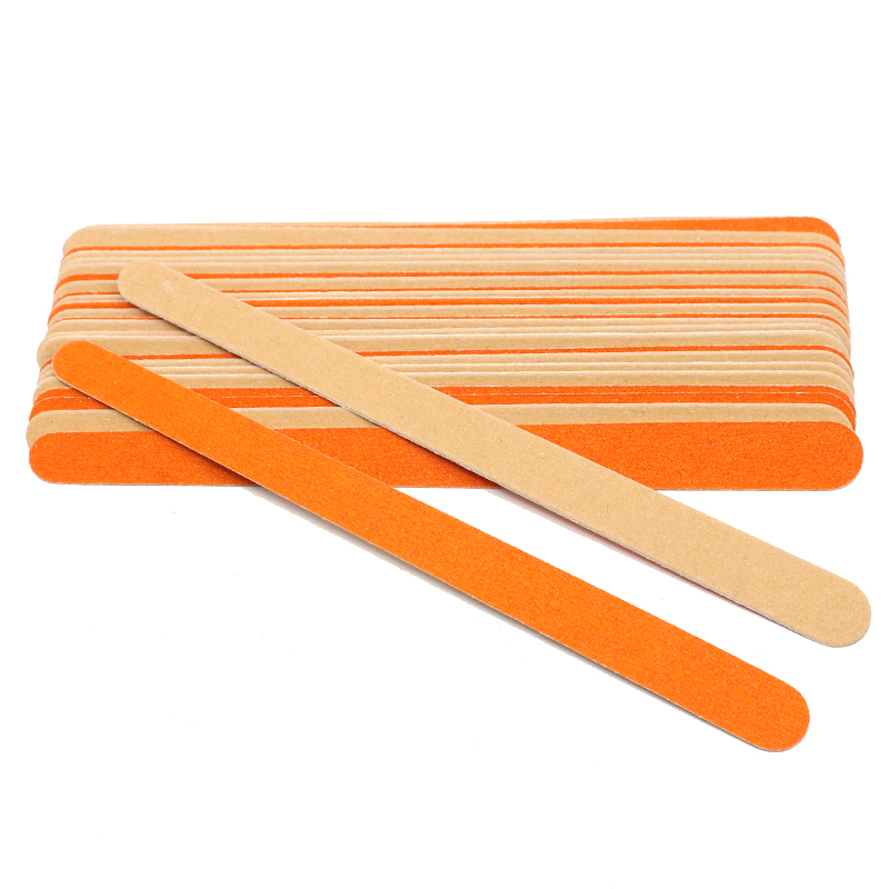 50Pcs Wooden Nail File Slim Wood Nail Buffer 180/240 Double Side Sandpaper Buffing Block Manicure Orange Color Pro lime a ongle