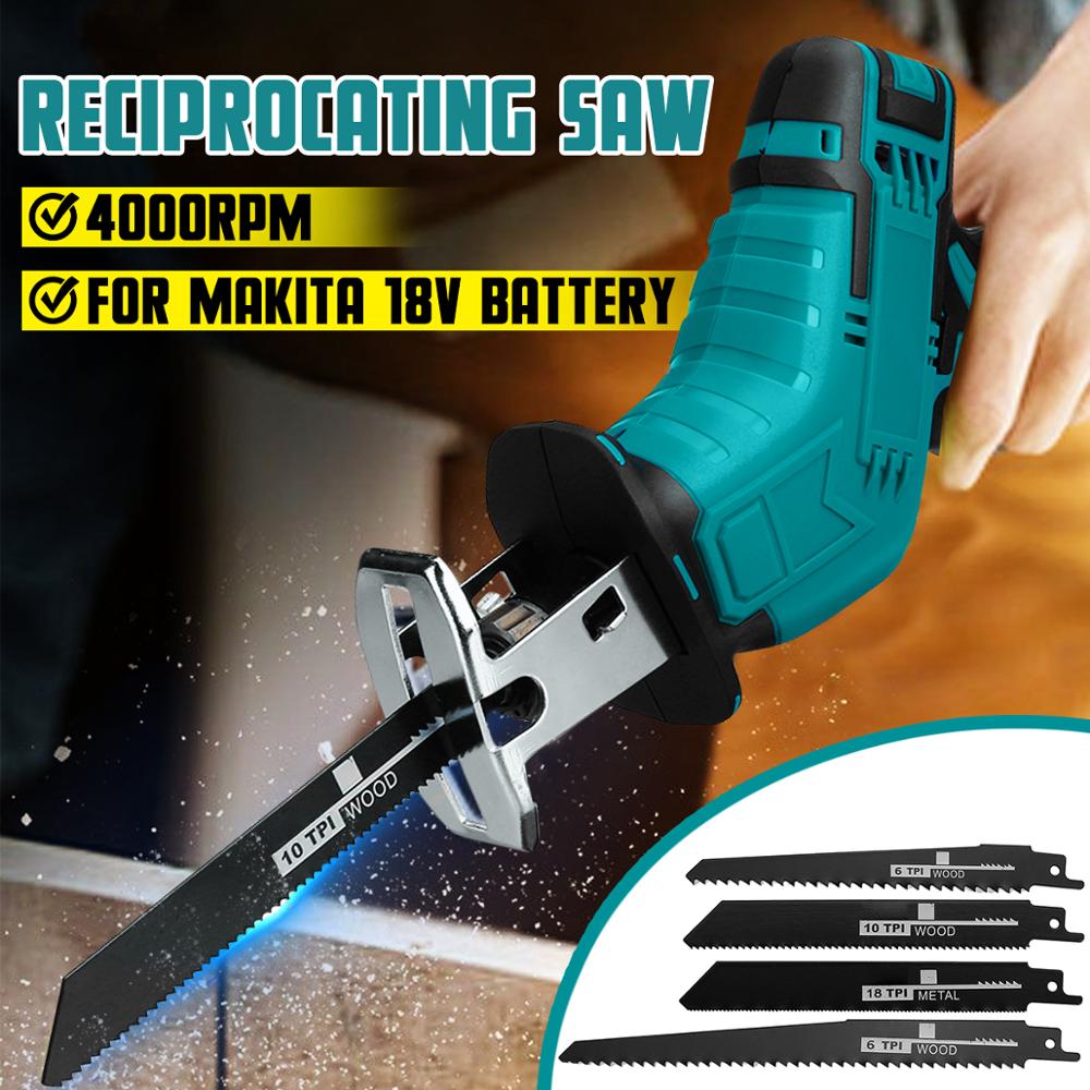 18V 4000rpm/min Cordless Electric Reciprocating Saw Variable Speed Metal Wood Cutting Tool Electric Saw for Makita 18V Battery