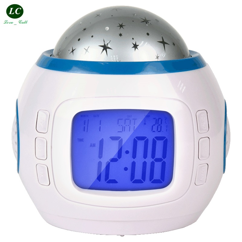 Personality Starry Sky Digital Clock night-light Silent Alarm clock Bedroom LED student electronic clock Desk Table Clock
