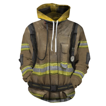 Firefighter Suit Fireman Hoodies Men 3D Print Clothing Hoodies Cosplay Fire Service Suit Sweatershirt