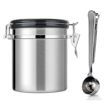 Leeseph Airtight Coffee Container - Stainless Steel CO2 Valve Storage Canister with Scoop - Keeps Your Coffee Fresh Flavorful
