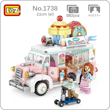 LOZ 1738 Amusement Park Candy Truck Cake Sweet Donut Ice Cream Car 3D Mini Blocks Bricks Building Toy for Children Gift no Box