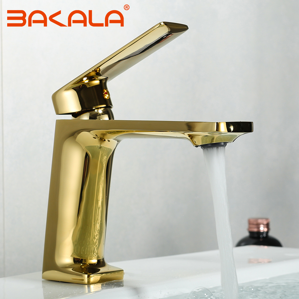 BAKALA Basin Faucet Bathroom Sink Faucet Single Handle Hole Golden Faucet Basin Taps Deck Vintage Wash Hot Cold Mixer Tap Crane