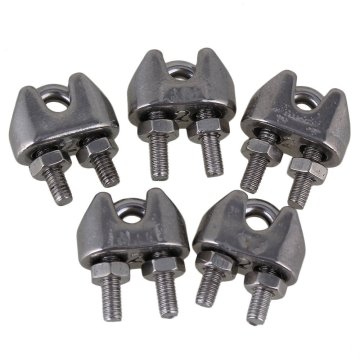 304 Stainless Steel U Shape Cable Wire Rope Clip Clamp M2 for 2mm Thickness Steel Rope Pack of 5