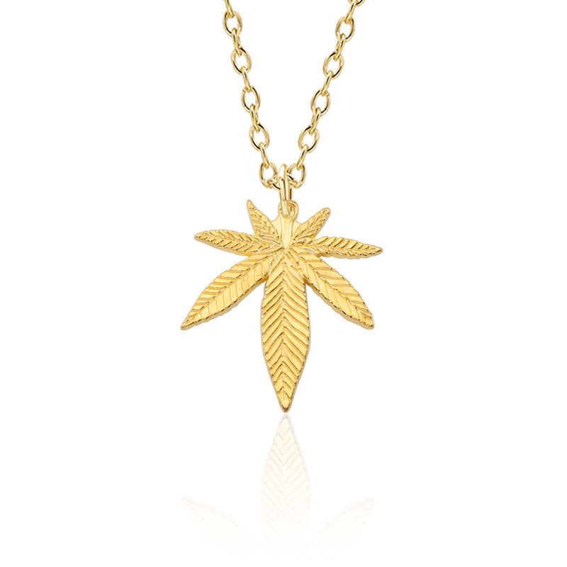 Maple Leaf Pendant Charm Necklace Gold Sliver Color Hemp Leaf Link Chain NeckLace For Women Men Gifls Jewelry Accessories