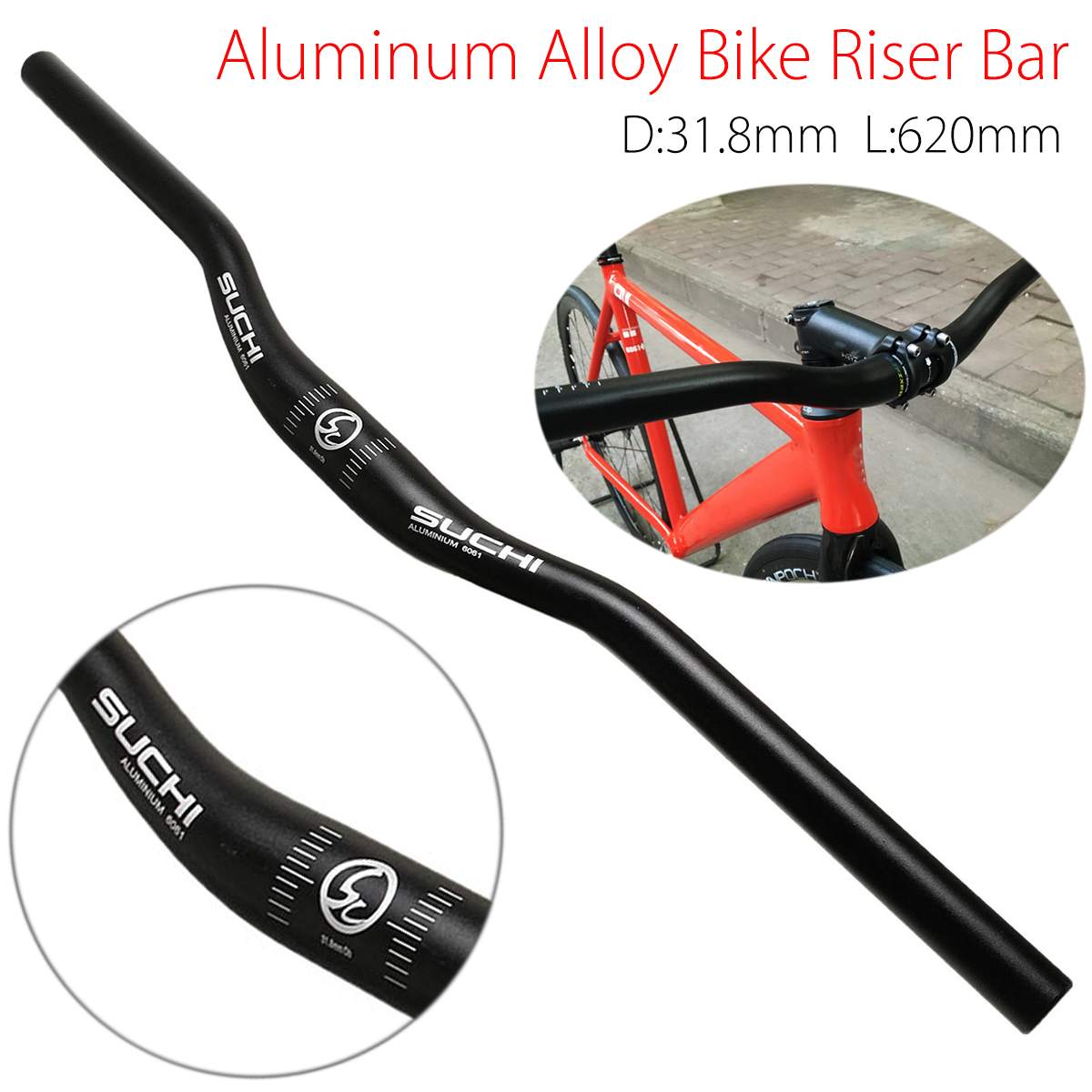 31.8mm 62cm Bicycle Handlebar Aluminum Alloy MTB Racing Bike Mountain Road Bikes Handle Bar Cycling Replacement Tool