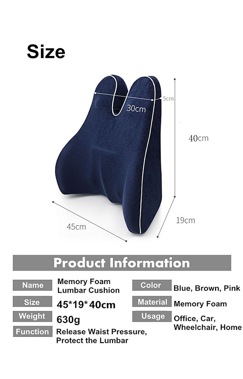 Memory Foam Waist Lumbar Side Support Pillow Spine Coccyx Protect Orthopedic Car Seat Office Sofa Chair Back Cushion