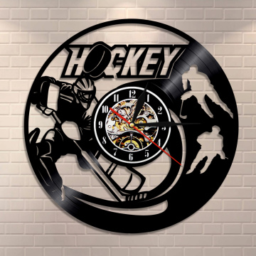 Ice Hockey Wall Clock Home Decor Field Hockey Vinyl Record Wall Clock Hockey Player Sports Room Modern Wall Clock Hockey Gift