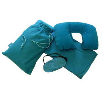Blue Soft Convenient Pillow Travel Comfort Blanket Kits
