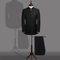 Blazer Black Chinese Stly Suit Mens Stand Collar Suit Leader Clothing Male Embroidery Dragon Totem Suit Tang Suit Two Piece Set
