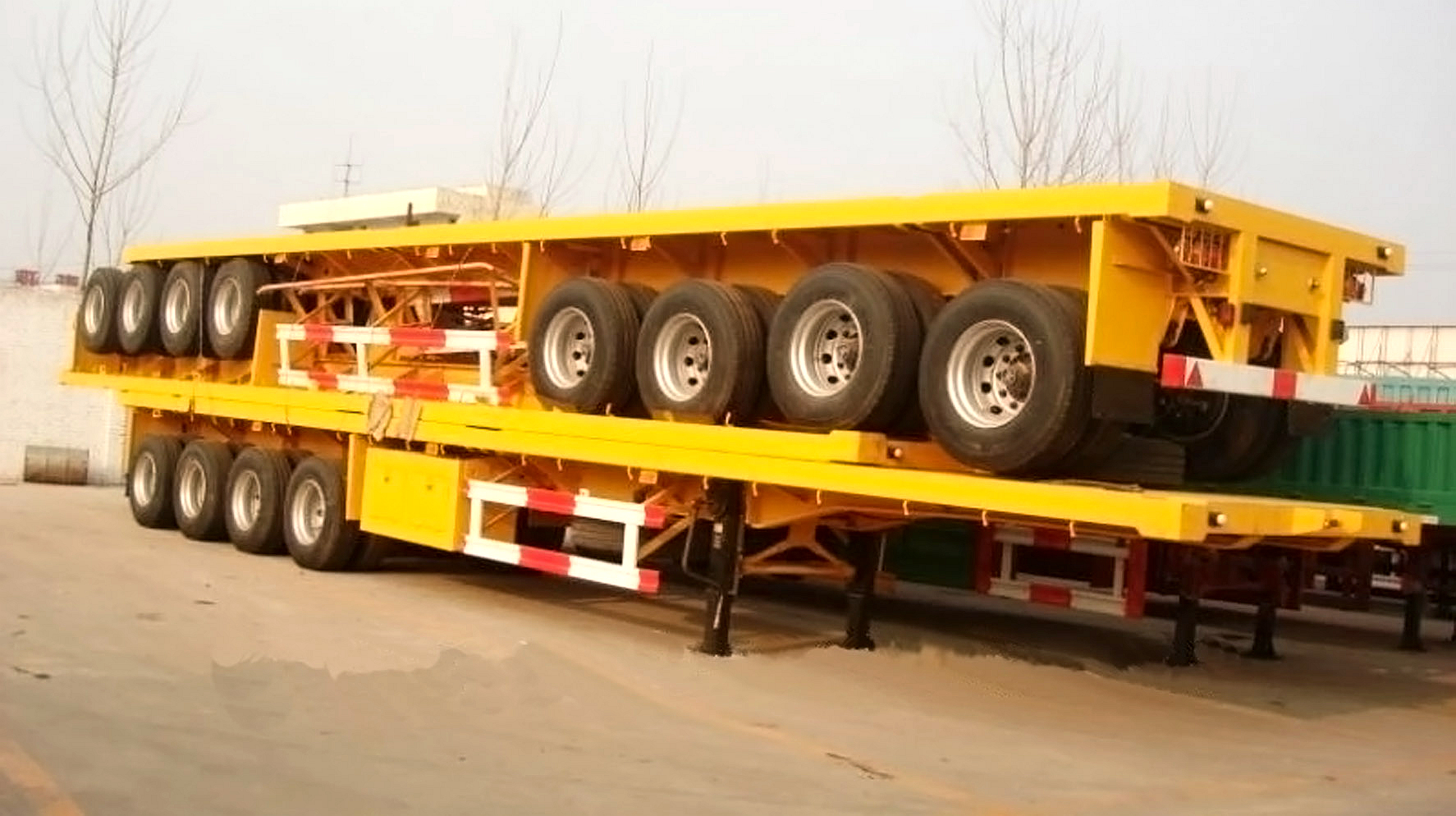 4 axles flatbed container trailer