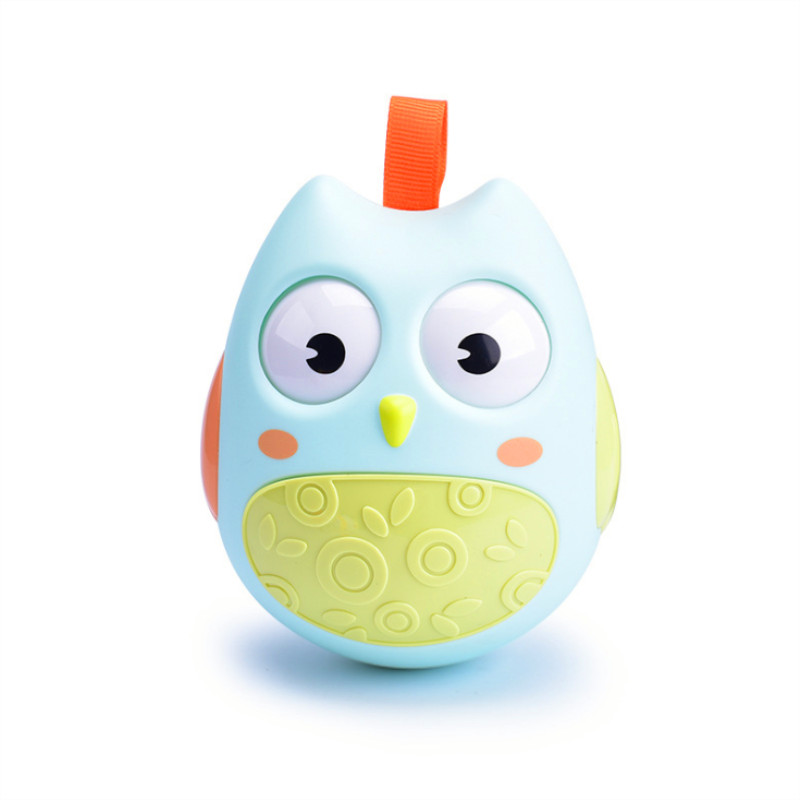 Cute Baby Toys Nodding Moving Eyes Owl Doll Baby Rattles Gifts Baby Roly Poly Tumbler Toy With Bell Toys For Children