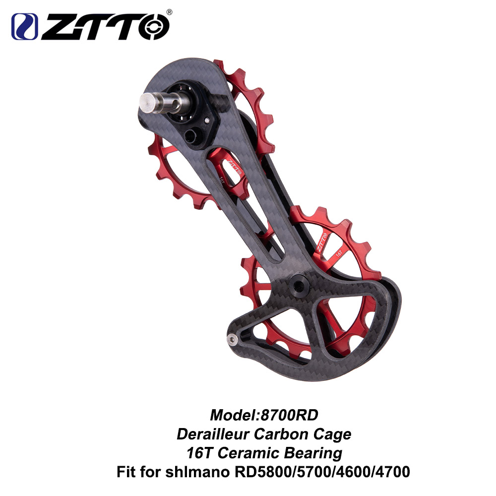 ZTTO 16T Ceramic Jockey Wheel Road Bike Carbon Fibre Bicycle Derailleur Cage Ultralight Oversize System Lower Pulley For R8000