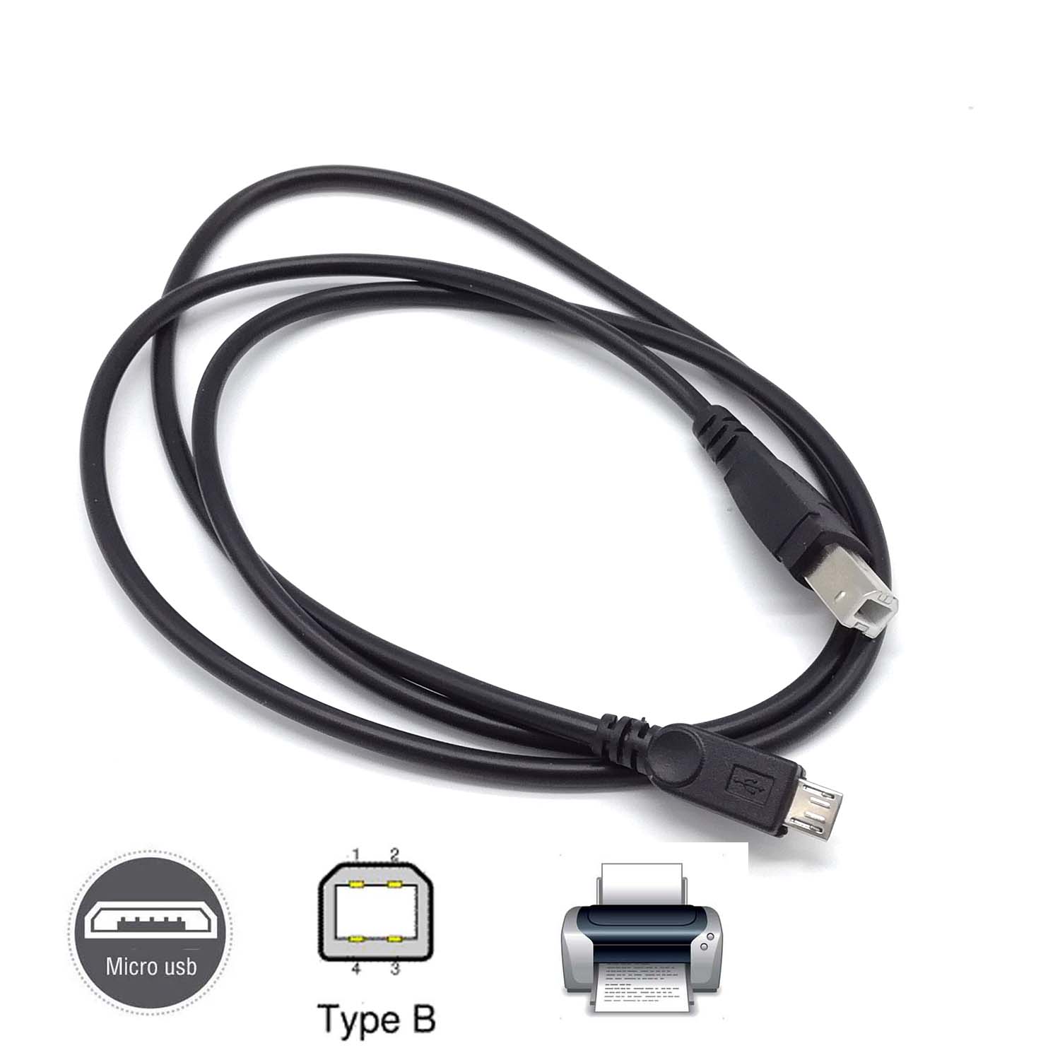 micro usb Male to USB 2.0 B Male Data OTG Cable Phone tablet to Electronic piano drum