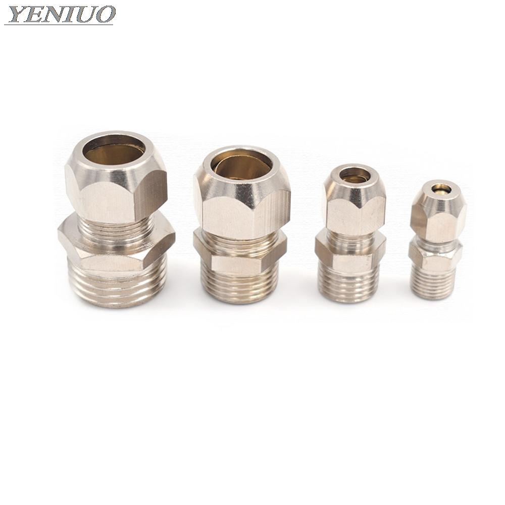 1/8" 1/4" 3/8" 1/2" BSP Male Thread 4 6 8 10 12 14 16mm OD Tube brass Ferrule Tube Compression Fitting Connector