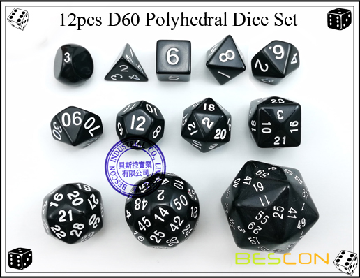 12pcs D60 Polyhedral Dice Set