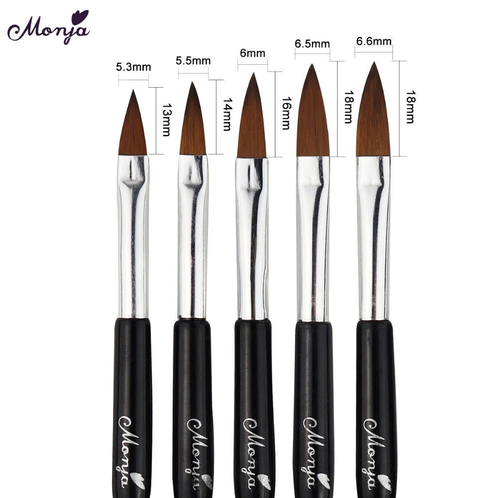 Monja 5pcs Nail Art Acrylic Liquid Powder Carving Flower Shaping Builder Brush Pen Manicure Tool