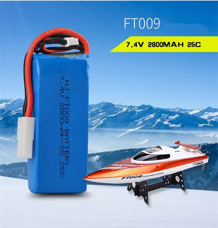 7.4V 2800mAh Replacement Lipo Battery with charger cable for Feilun FT009 Remote Control toys Boat Spare accessories 7.4V 2S 25C