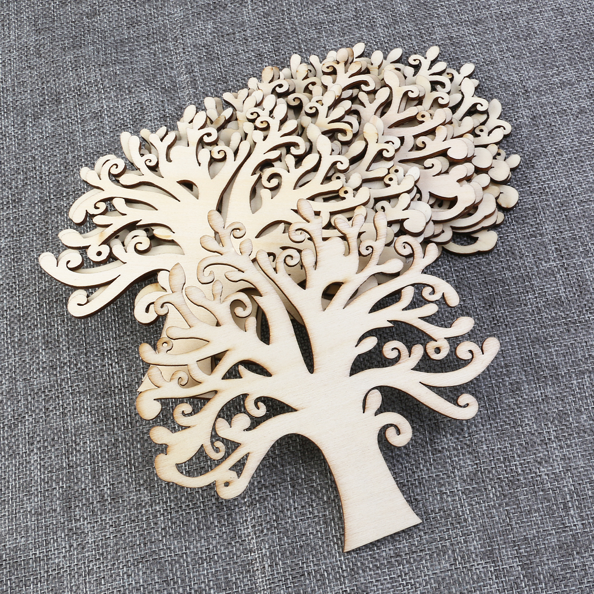 10pcs Blank Wooden Tree Embellishments for DIY Crafts DIY Festival Party Crafts Tree Shaped Wood Craft