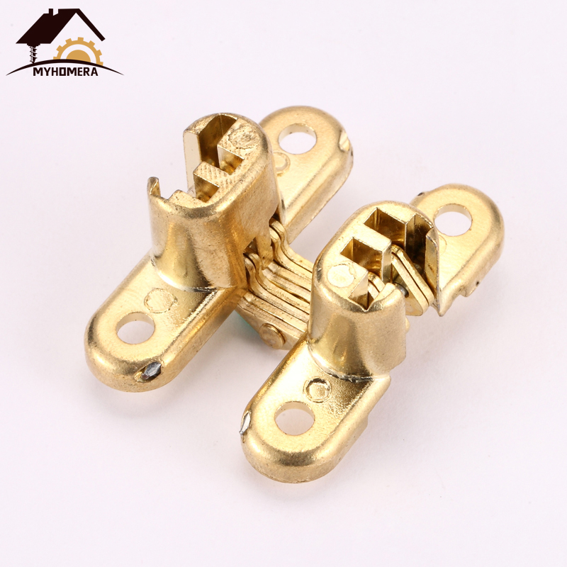 Myhomera 4Pcs Hidden Hinges 12x42MM Invisible Concealed Barrel Cross Door Hinge Bearing Wooden Box For Folding Window Furniture