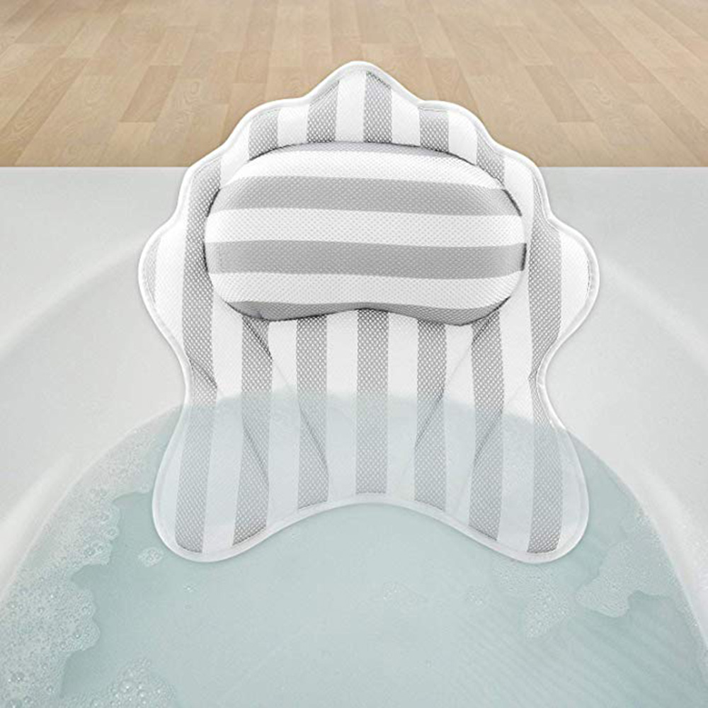 Bathtub Pillow Bath Cushion Non-Slip Suction Sups Comfortable Head Rest Anti Mold Quick Dry Air Mesh Bathtub Head Holder