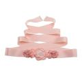 Photo New Silk Ribbon Flower Bride Belts Girl Woman Sash Belts Chiffon Flower Fashion Wedding Accessories Long Dress Decorations